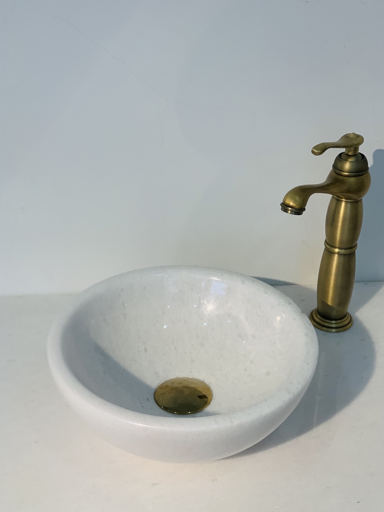 NATURAL STONE BATHROOM BASIN - CRYSTAL WHITE - MINI SIZE