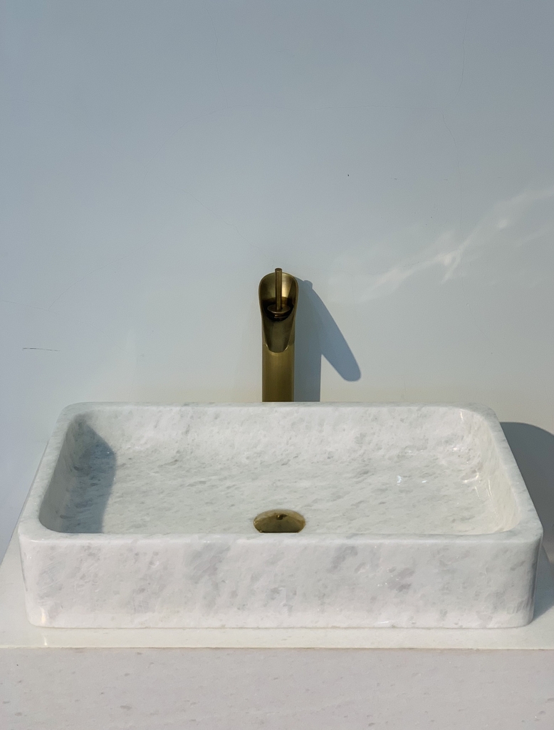 NATURAL STONE BATHROOM BASIN - CRYSTAL WHITE - BST57B