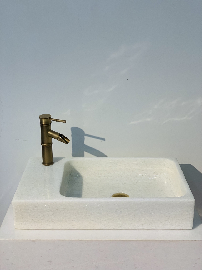 NATURAL STONE BATHROOM BASIN - PURE WHITE - VCN57