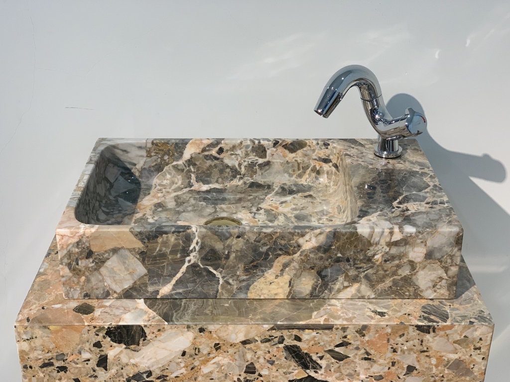 NATURAL STONE BATHROOM BASIN - COW PINK - HCN27