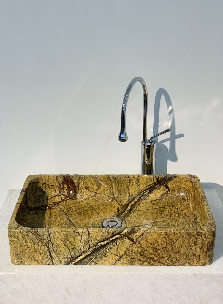 NATURAL STONE BATHROOM BASIN - FOREST YELLOW - RCN29