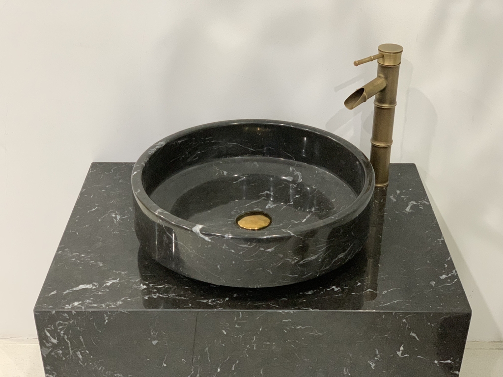 NATURAL STONE BATHROOM BASIN - MARBLE BLACK - DVM30