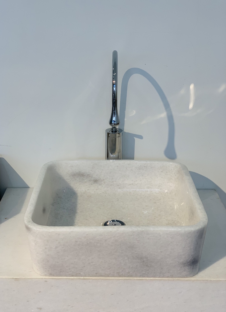 NATURAL STONE BATHROOM BASIN - PURE WHITE - BST46A
