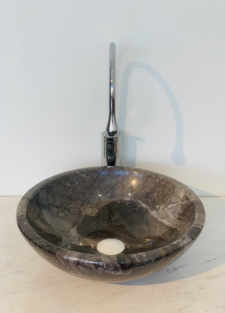 NATURAL STONE BATHROOM BASIN - THIN ROUND