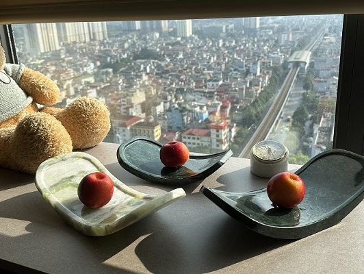 REAL MARBLE - CURVED TRAY - EXKI23 - INDIA GREEN