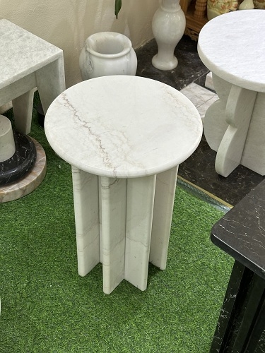 REAL MARBLE - SIDE TABLE - EXNW03 - CLOUDY WHITE