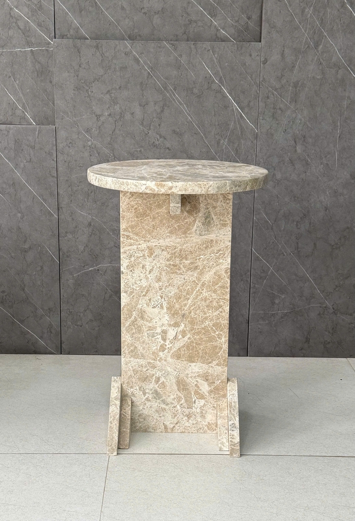 REAL MARBLE - SIDE TABLE - EXMST13 - LIGHT EMPERADOR