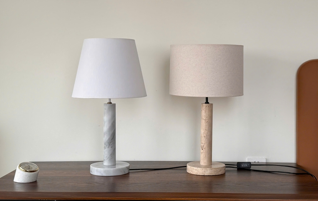 STONE PRODUCT - TABLE LAMP - ROUND COLUMN BASE