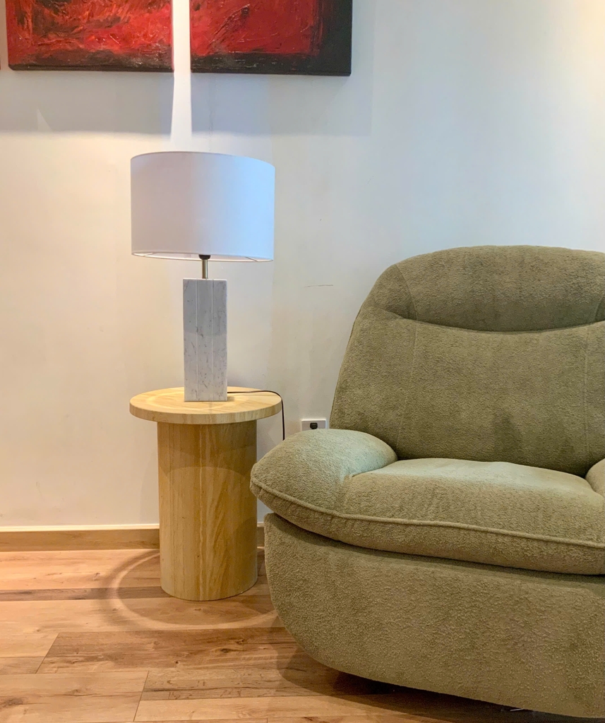 STONE PRODUCT - TABLE LAMP - FLUTED RECTANGULAR BASE