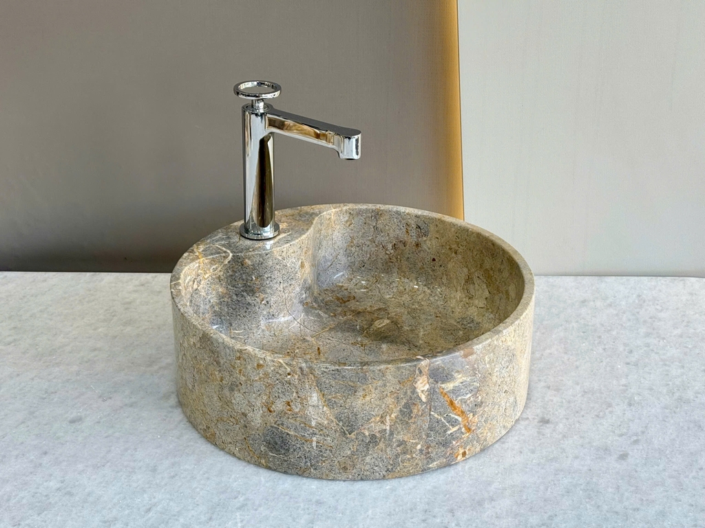 NATURAL STONE BATHROOM BASIN - ROUND VESSEL