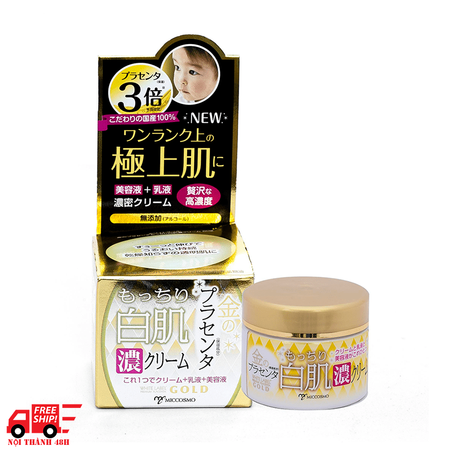 Kem dưỡng trắng nhau thai đậm đặc và collagen Placenta Rich Gold Cream White Label 60g