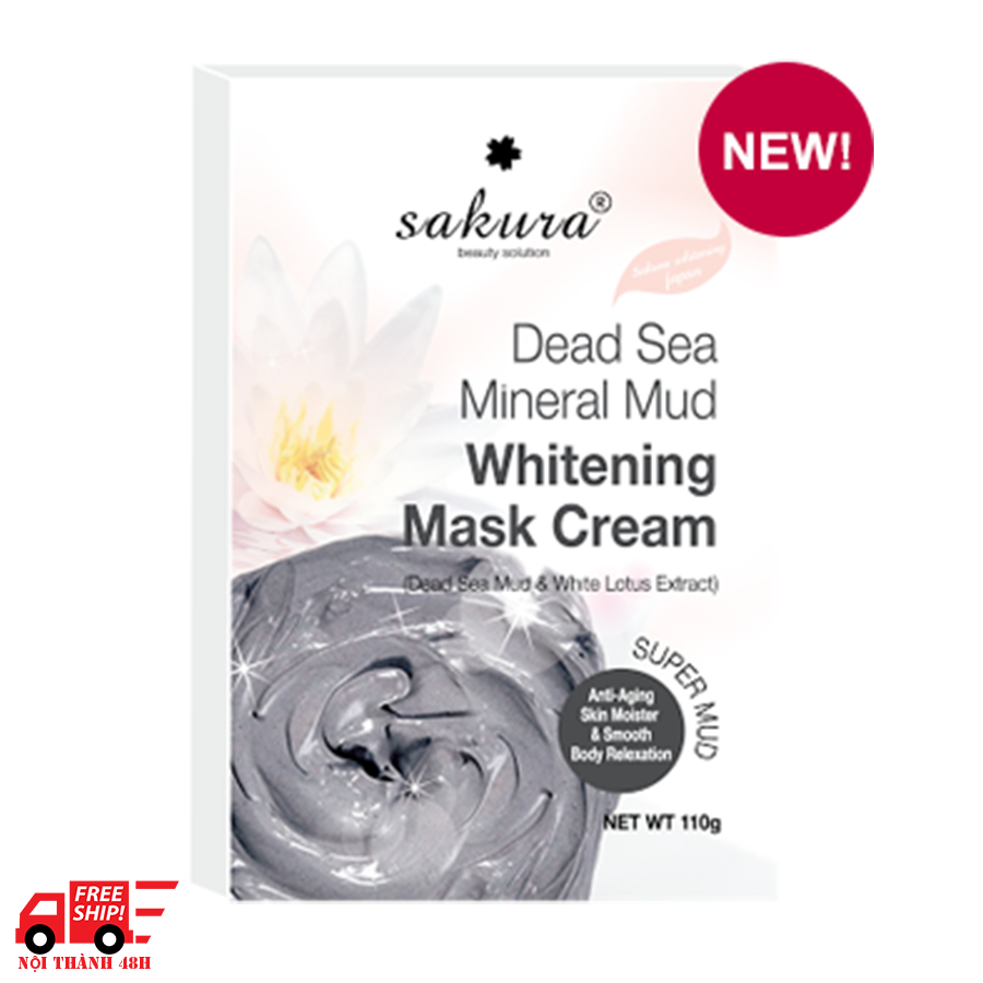 Kem tắm trắng bùn khoáng và tinh chất sen trắng Sakura Dead Sea Mineral Mud Whitening Mask Cream
