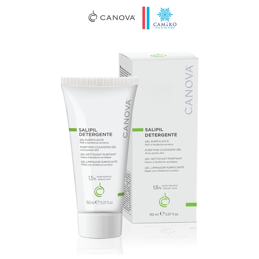 Gel rửa mặt Canova Salipil Detergente Purifying Cleansinng Gel 150ml - cho da nhờn mụn nhạy cảm