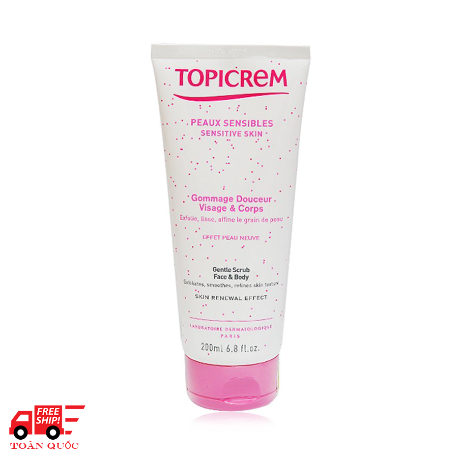 Gel tẩy tế bào chết làm sạch cho da mặt và da toàn thân GENTLE SCRUB FACE BODY Topicrem 200ml