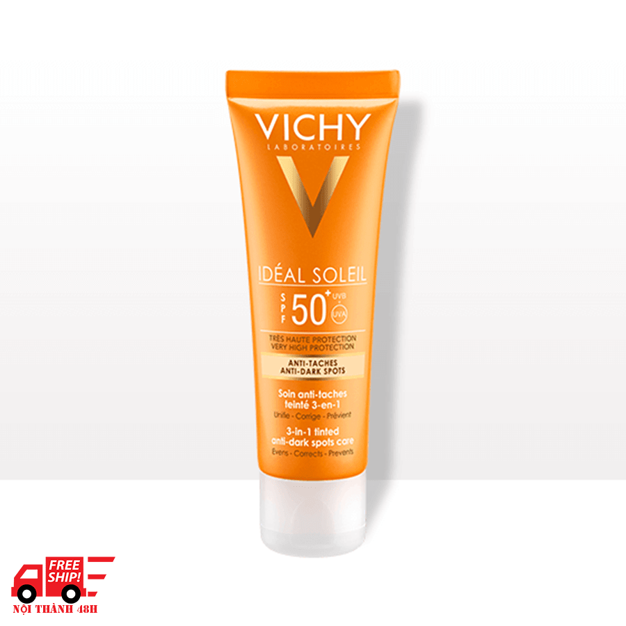 Kem Chống Nắng Không Nhờn Rí Giảm Thâm Nám (Màu Da) Vichy Ideal Soleil Anti Dark Spot 3 in 1 50ml