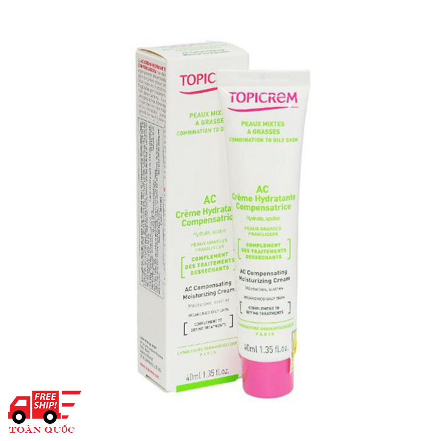 Kem giữ ẩm làm mềm, dịu da kích ứng do  mụn AC COMPENSATING MOISTURIZING CREAM Topicrem 40ml