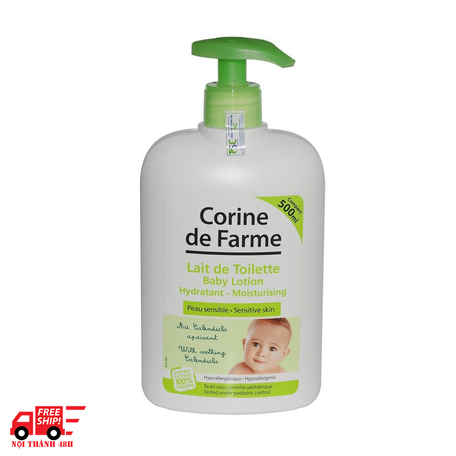 Lotion dưỡng ẩm và làm mềm da dành cho bé Corine De Farme Baby Lotion 500ml