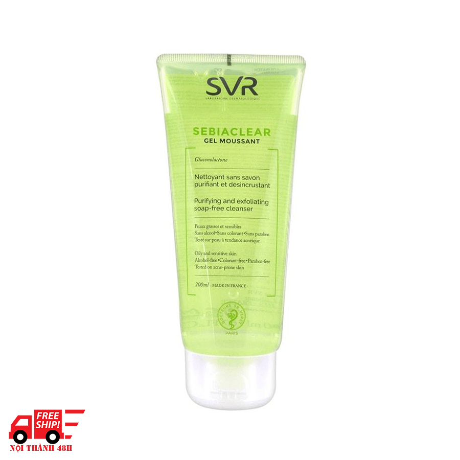 Sữa rửa mặt làm sạch và làm sạch tế bào chết không xà phòng SVR Sebiaclear Gel Moussant 200ml