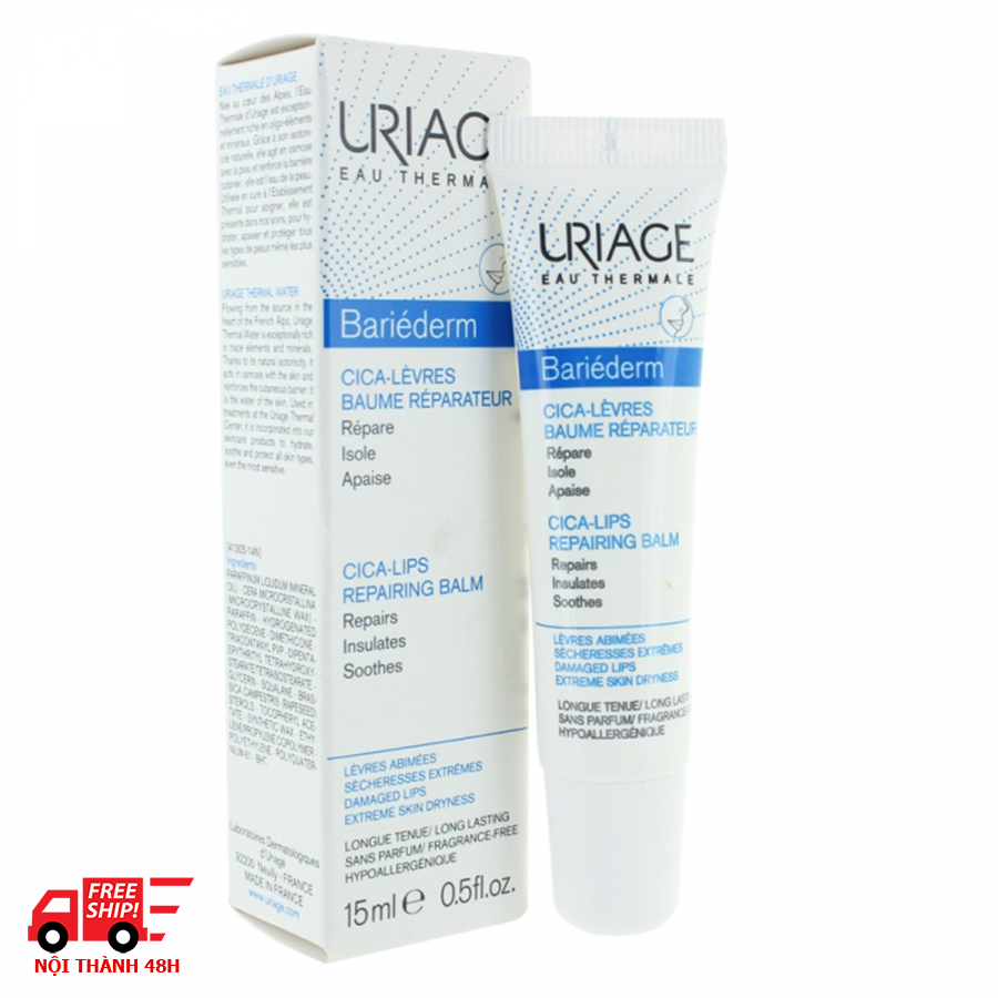 Kem chăm sóc môi khô, nứt nẻ Uriage Bariéderm Cica - Levres Baume Reparateur 15ml