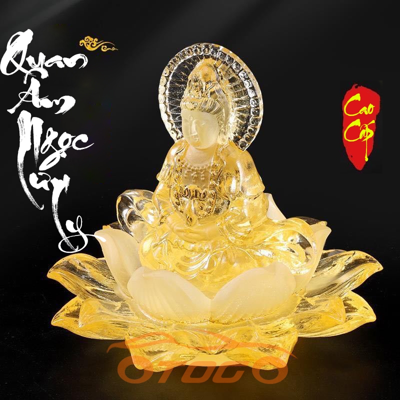 Tượng Phật Bà Quan Âm Tọa Đài Sen Ngọc Lưu Ly Vàng Trang Trí Ô Tô Tượng Phật Bà Quan Âm Tọa Đài Sen Ngọc Lưu Ly Vàng Trang Trí Ô Tô