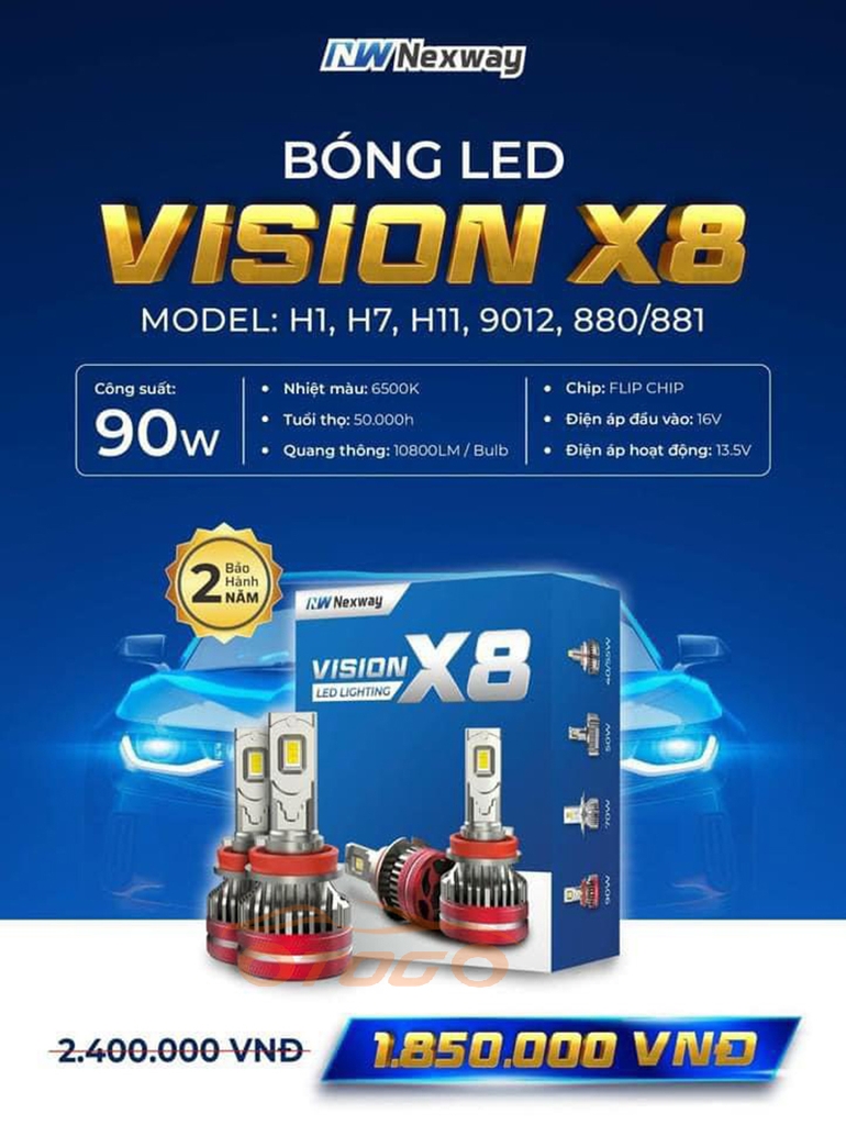 Bóng Led Vision X8 Nexway 90W Đủ Các Chân Bóng