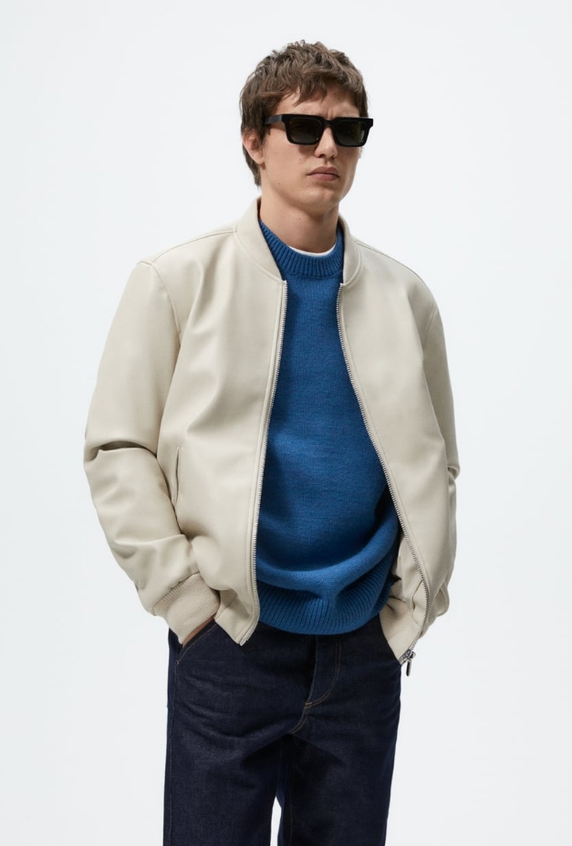 Ak2316 - Zara Faux Leather Bomber Jacket