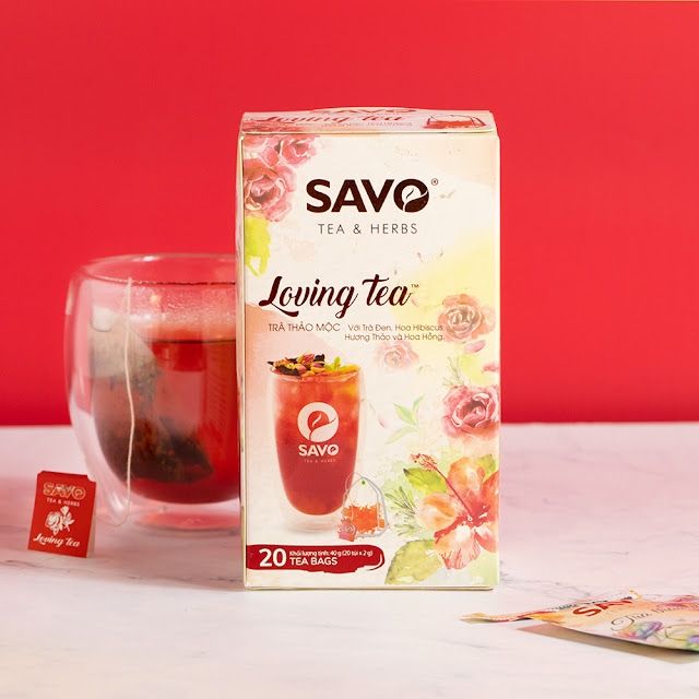 Trà SAVO Loving Tea - Trà Túi Lọc Thảo Mộc (Hương vị Hibiscus, Hoa hồng và Hương Thảo)
