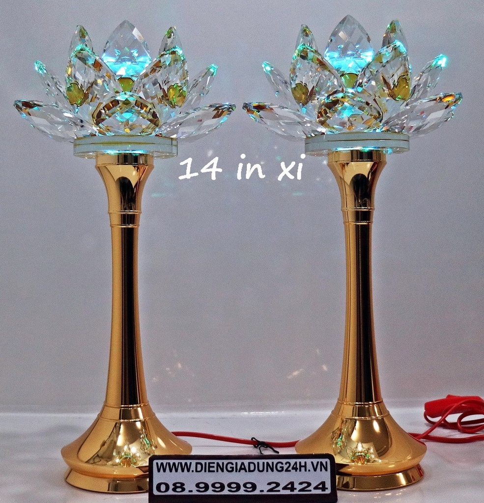 ĐÈN THỜ PHA LÊ CAO CẤP 14 IN XI VÀNG 38CM