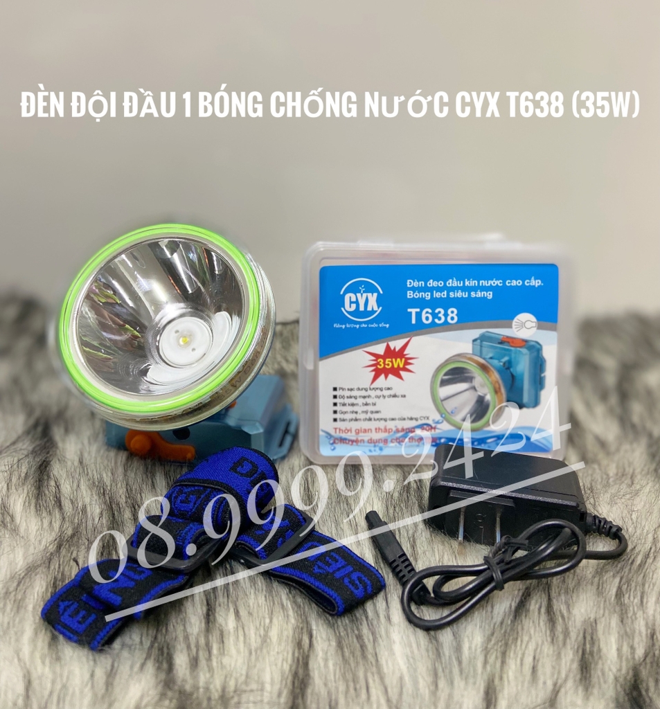 Đèn đội đầu 1 bóng led chống nước CYX T638 (35W)