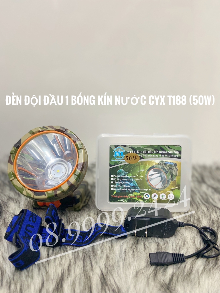 Đèn đội đầu 1 bóng led chống nước CYX T188 (50W)