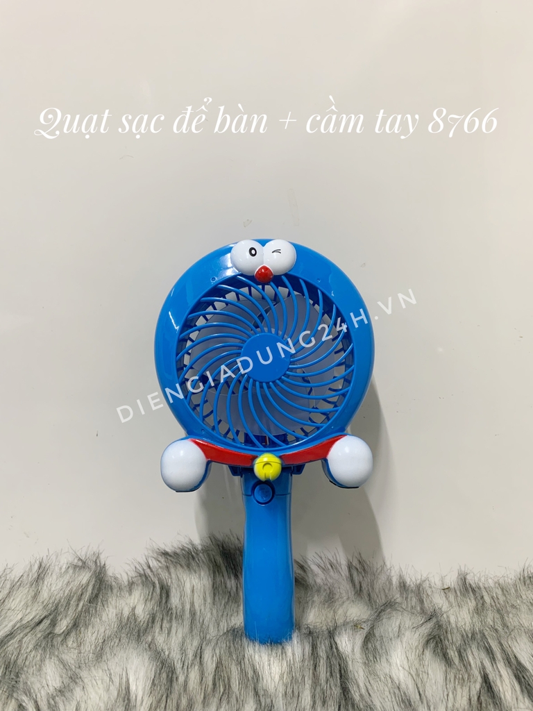 Quạt sạc cầm tay + để bàn 8766