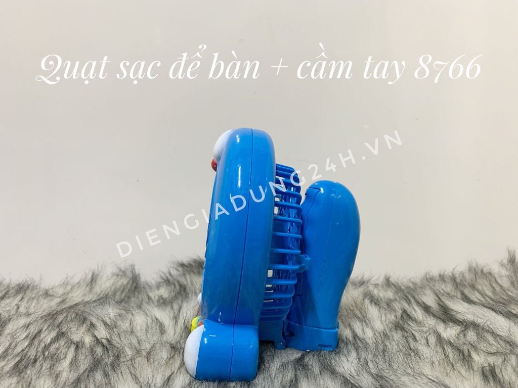 Quạt sạc cầm tay + để bàn 8766