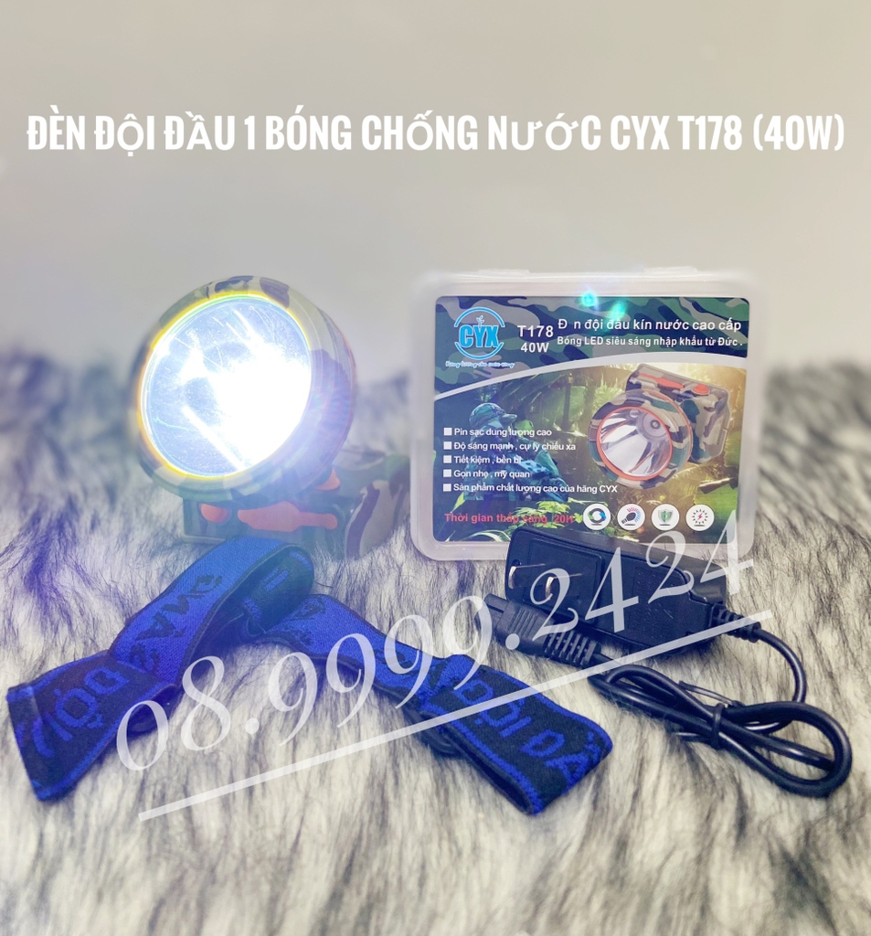 Đèn đội đầu 1 bóng led chống nước CYX T178 (40W)