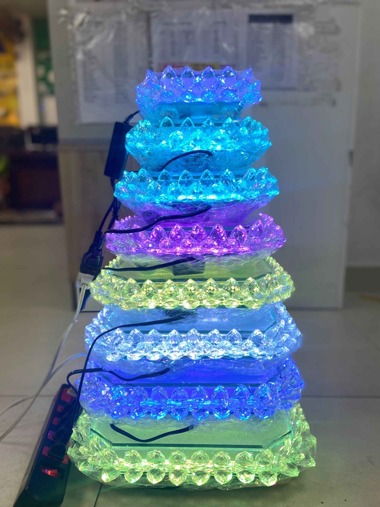 Đế Đài Sen Tượng Phật Pha Lê Vuông Tròn đủ các Size rờ mót điều khiển đèn led