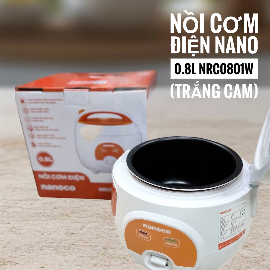 Nồi cơm điện Nano 0.8L NRC0801W (trắng cam)