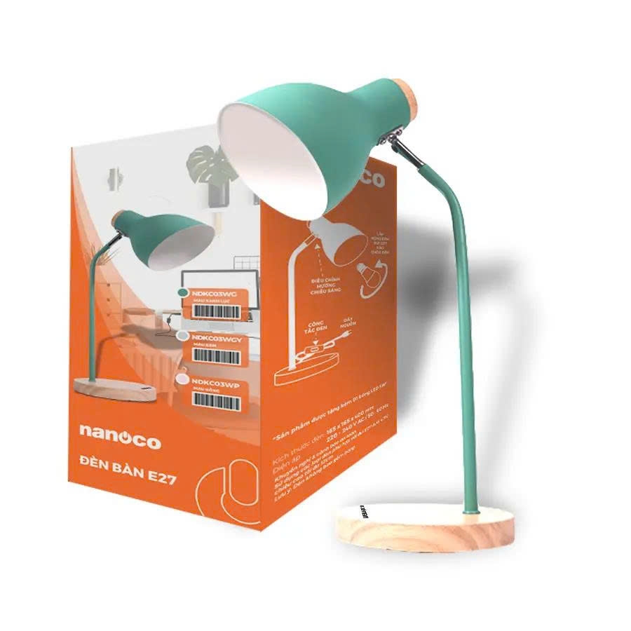 Đèn bàn E27 Nanoco NDKC03WP, NDKC03WG,NDKC03WGY