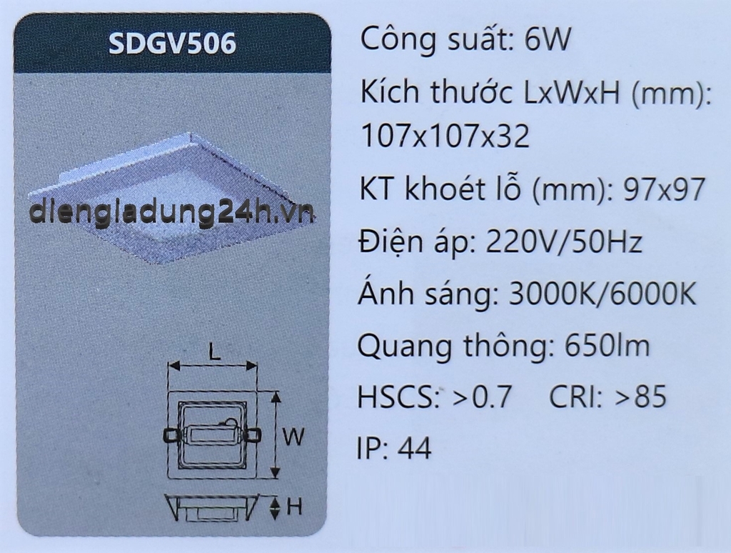 Đèn LED Panel 6W DUHAL SDGV506