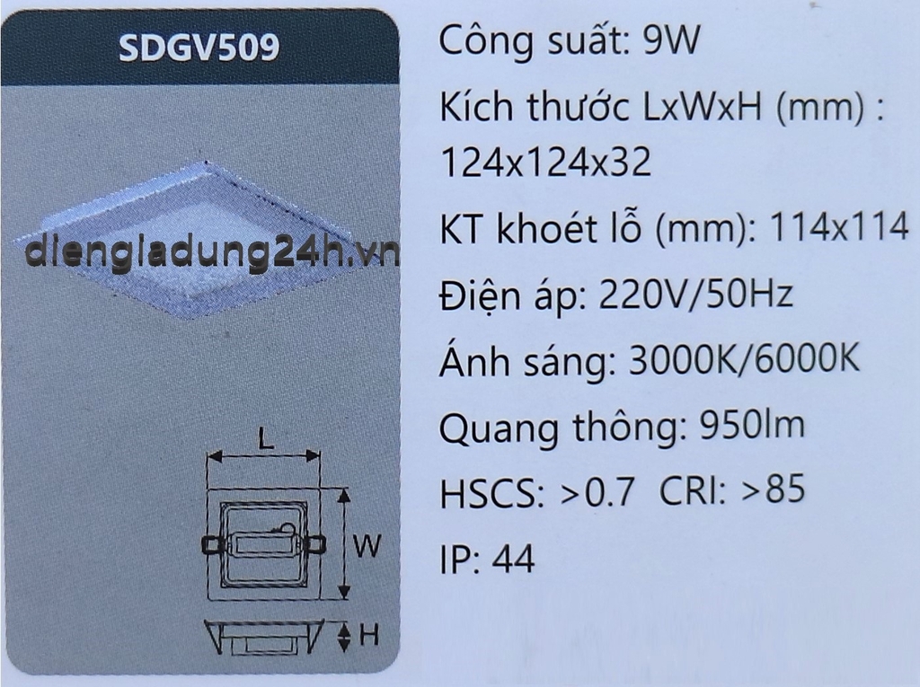 Đèn LED Panel 9W DUHAL SDGV509