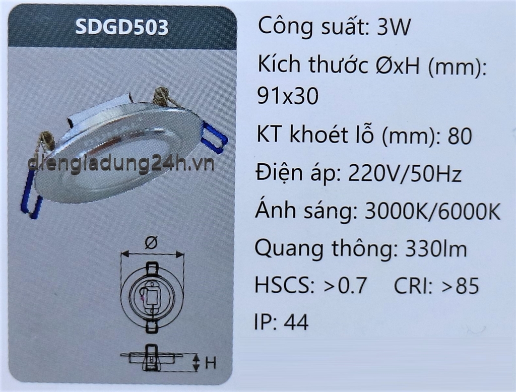 Đèn LED Panel 3W DUHAL SDGD503