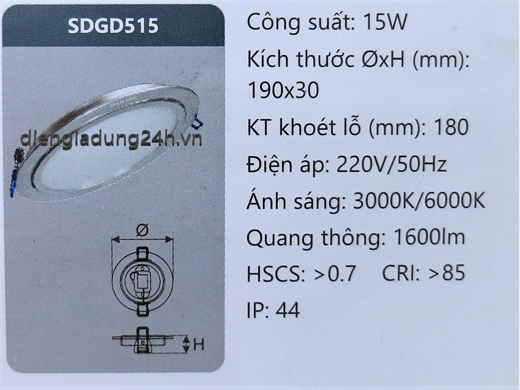 Đèn LED Panel 15W DUHAL SDGD515