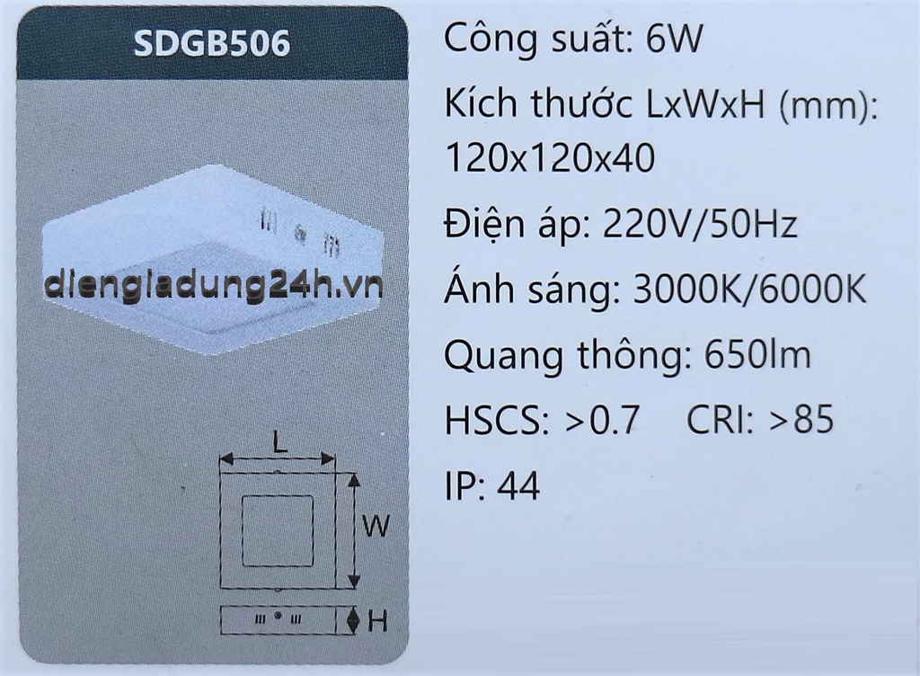Đèn LED Panel 6W DUHAL SDGB506