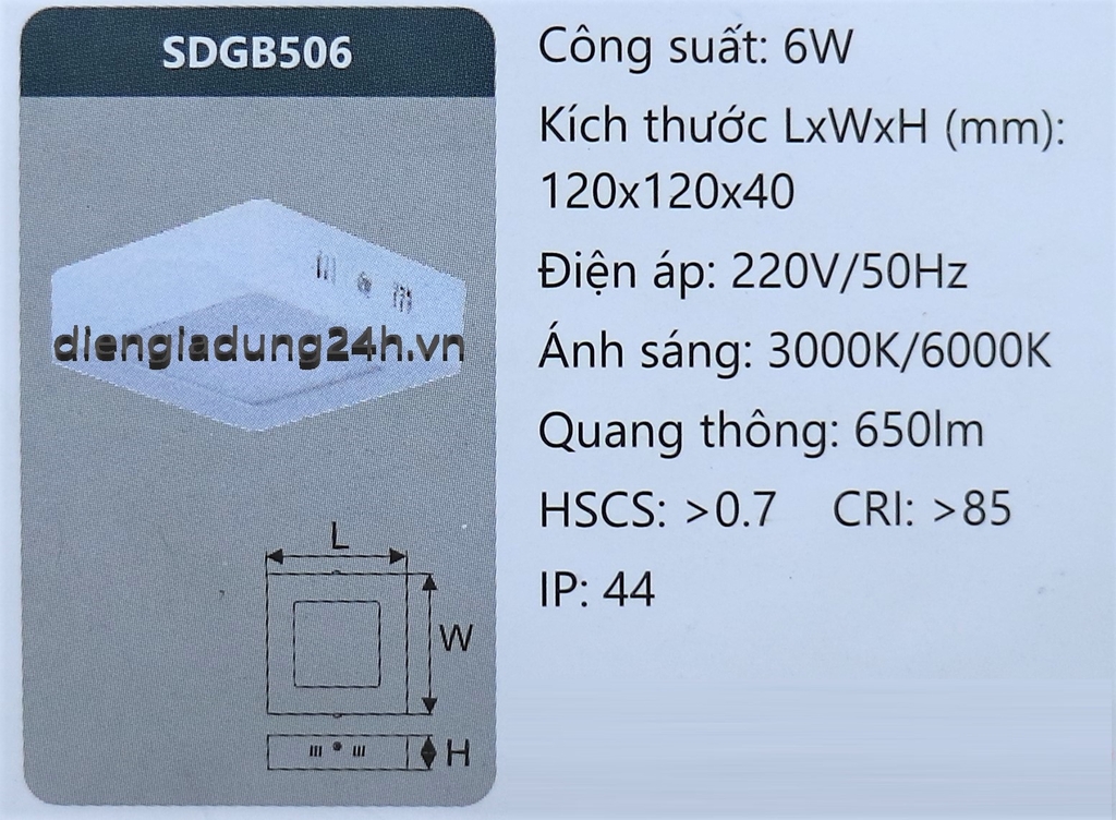 Đèn LED Panel 6W DUHAL SDGB506