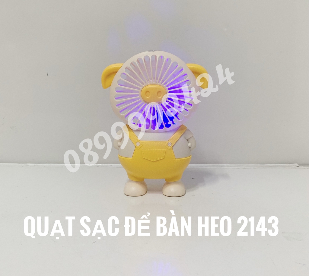 Quạt sạc để bàn Heo 2143