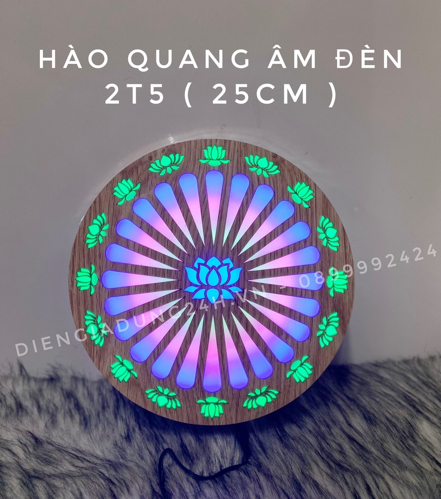 HÀO QUANG ÂM ĐÈN VÂN GỖ ( REMOTE)