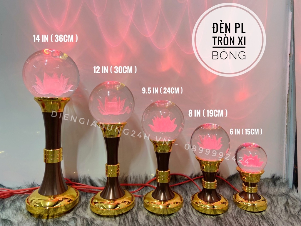 Đèn sen pha lê tròn 9.5 in XB ( 24cm )