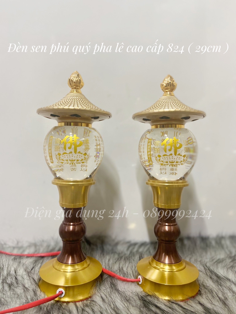 Đèn sen phú quý pha lê cao cấp 824 ( 29cm )