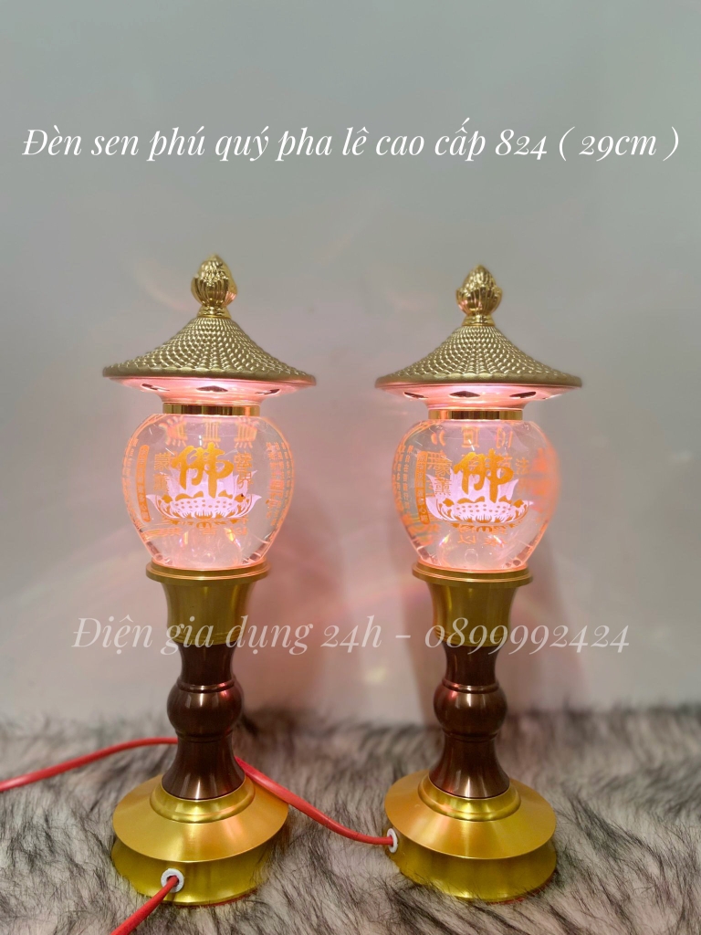 Đèn sen phú quý pha lê cao cấp 824 ( 29cm )