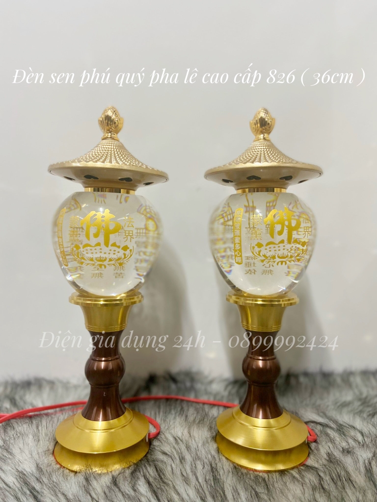 Đèn sen phú quý pha lê cao cấp 826 ( 36cm )