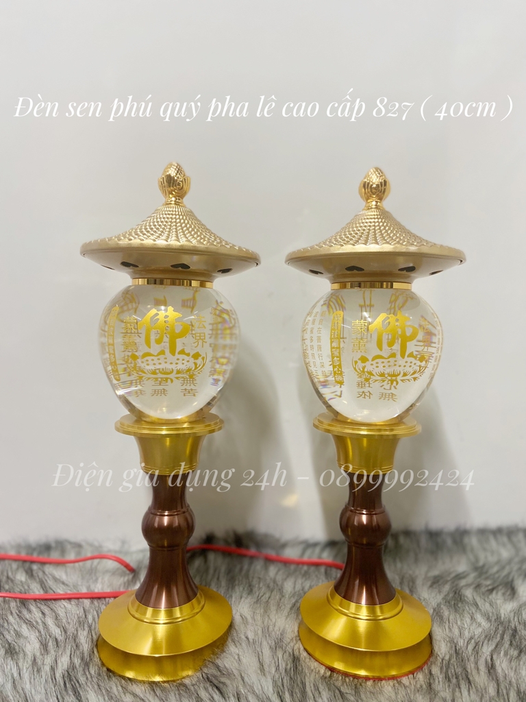 Đèn sen phú quý pha lê cao cấp 827 ( 40cm )