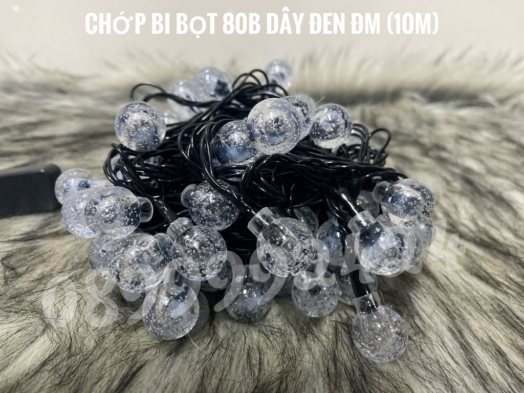 CHỚP BI BỌT LỚN DÂY ĐEN 80 BÓNG ĐỦ MÀU (10M)